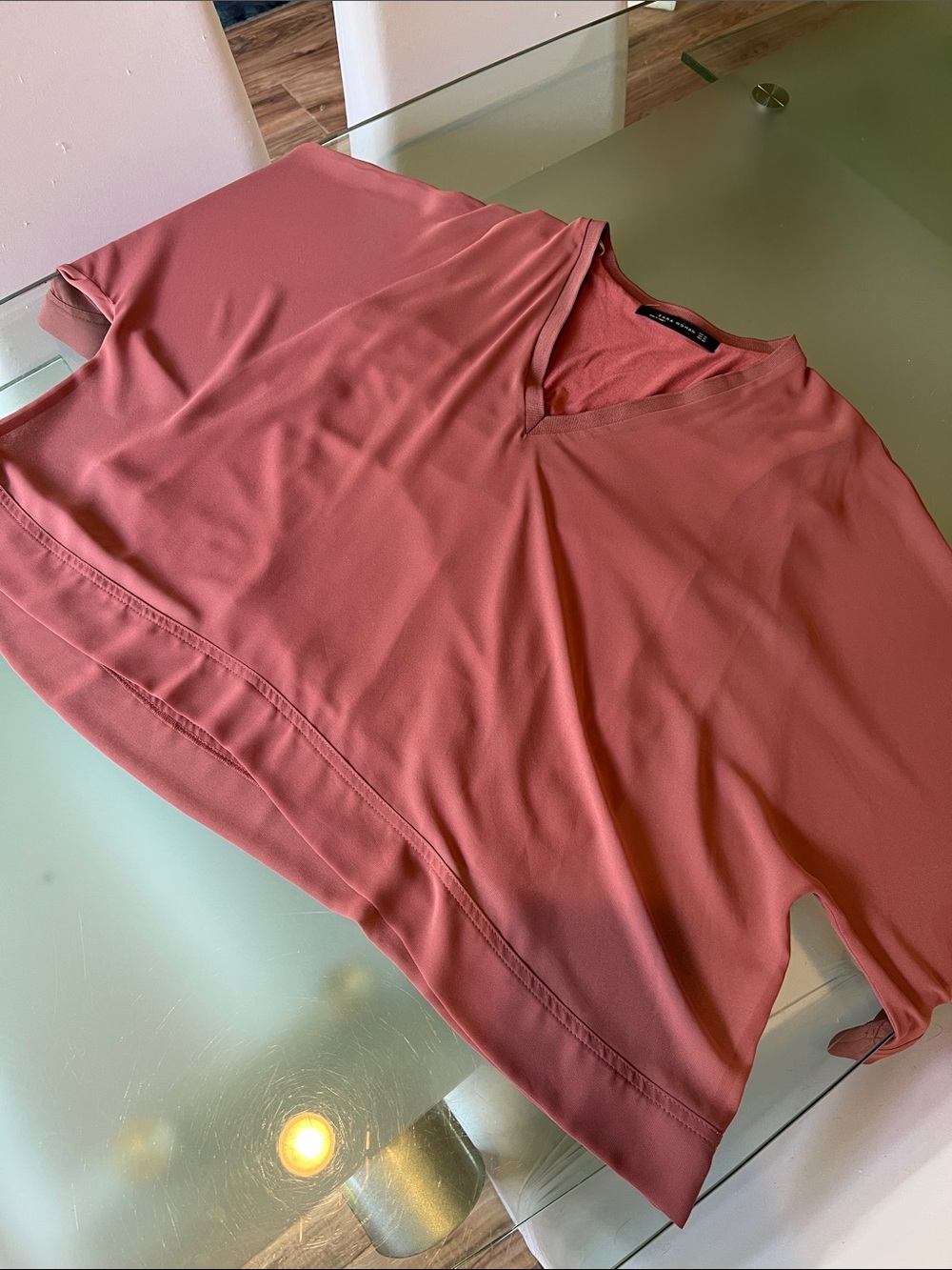Zara V-Neck Top in Dusty Coral